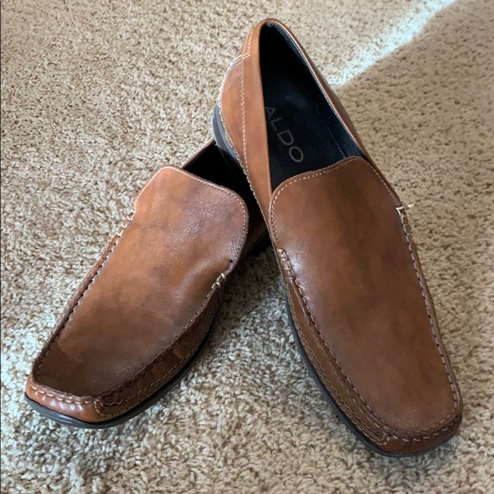 Men's Brown ALDO Vera Pelle Slip On Loafers Size 43